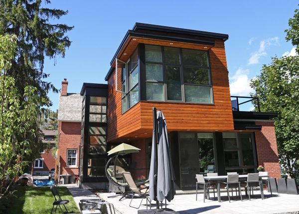 Cedar box addition with patio